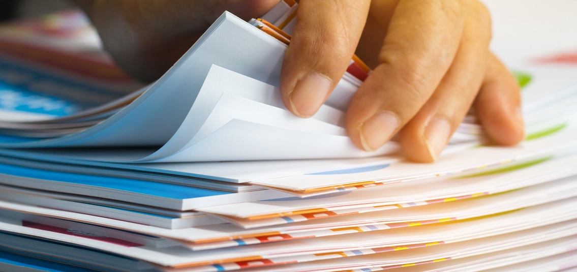 A handful of documents in folders